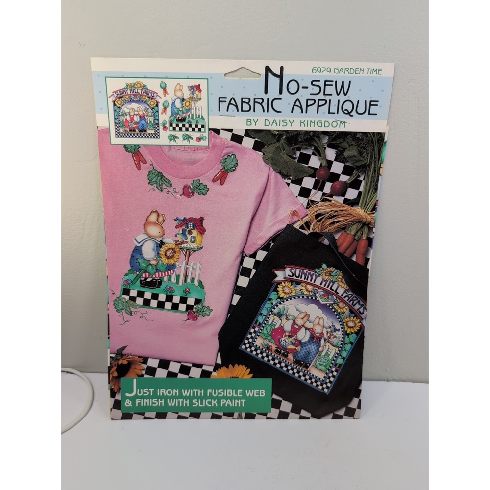 Vintage Daisy‎ Kingdom Garden Time Bunny Sunflower Fabric Applique Iron On 80's